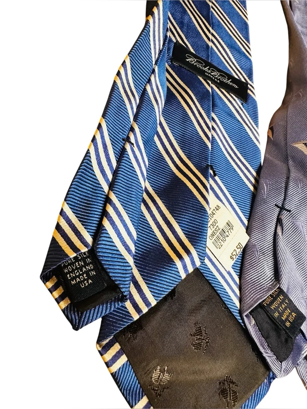 Lot of 3 BROOKS BROTHERS MAKERS Silk Necktie Ties Stripes Texture Blue New